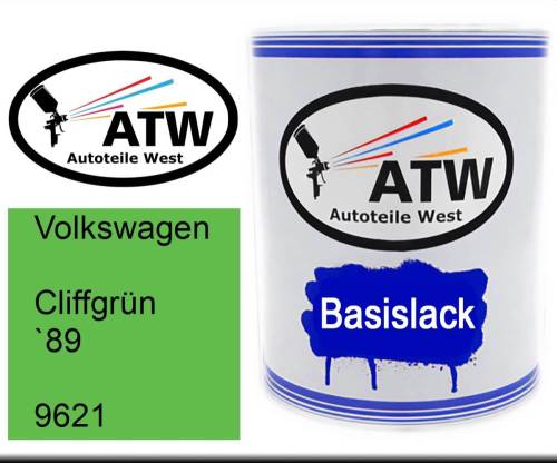 Volkswagen, Cliffgrün `89, 9621: 1L Lackdose, von ATW Autoteile West.